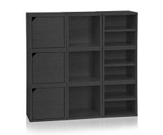 Way Basics Sistema Modular 3 en 1 de estanterÃa Connect con Cubos de Madera Negra (Montaje sin Herramientas y procesamiento cartón zBoard) Pizarra de Papel Reciclado, Talla única
