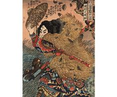 Fine Art Prints Kuniyoshi - Lienzo decorativo para pared, diseÃ±o de hÃ©roe de mÃ¡rgenes de agua Yang Lin Suikoden, color blanco