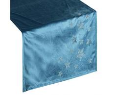 Eurofirany - Camino de Mesa, decoraciÃ³n de Mesa, Mantel de Navidad, decoraciÃ³n de Mesa, Estrellas de Terciopelo, Azul Marino, 40 x 140 cm
