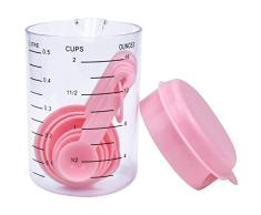 Set de Tazas y Cucharas Medidoras 7 Piezas Jarra Medidora de PlÃ¡stico, Taza Medidora Transparente para Cocinar Hornear Medir LÃ­quidos 500 ML (Rosa)