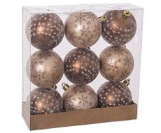 JUINSA 112954 Set 9 Bolas Navidad Dorado/Nieve 60 mm, Varios