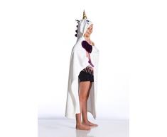 Kanguru Blanket by Unicorn, Manta de Unicornio, con Patas y Capucha con Cuerno, 100x130 cm, Suave poliÃ©ster, 100, Blanco, Talla Ãºnica para niÃ±os