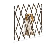Relaxdays Barrera Seguridad Perro, Valla ProtecciÃ³n Escalera, Plegable, hasta 118cm ExtensiÃ³n, Reja 82,5cm Alto, MarrÃ³n