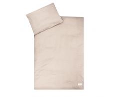 Julius Zöllner Ropa de cama infantil de 100 x 135 + 40 x 60 cm, juego de 2 piezas de funda nórdica y funda de almohada, 100 % muselina de algodón, con cremallera, Standard 100 by OEKO-TEX, color arena