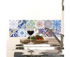 Ambiance-Live 12 Pegatinas Adhesivos carrelages | Adhesivo Adhesivo Azulejos - Mosaico Azulejos de Pared de baño y Cocina | Azulejos Adhesiva - Vintage MULTICOULEUR - 10 x 10 cm - 12 Piezas