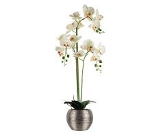 Leaf OrquÃdea Artificial, Color, Materiales Combinados, Maceta Blanca y Plateada de 70 cm, 70cm White & Silver Planter