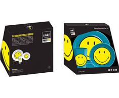 zak! designs 6662 Smiley - Vajilla infantil (3 piezas), melamina, azul, 22 x 9,5 x 22,5 cm