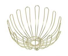 DRW Frutero redondo de metal en dorado 30x19cm