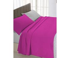 Cama Italiano Bedding Lino Fucsia/Gris Doble de 250 x 300 cm