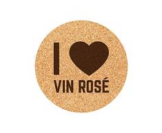 Juego de 6 Posavasos de Corcho Grabado I Love Vin rosÃ©