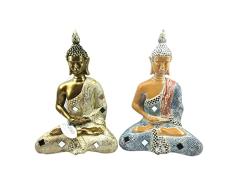 Figura Decorativa DKD Home Decor Buda Resina (18.2 x 11 x 27 cm) (2 pcs)