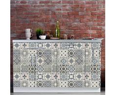 Walplus wm5108 X 12 Vintage Azul Azulejos Adhesivo Decorativo para Pared, Vinilo, 63,5 x 15 x 15 cm