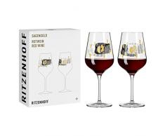 RITZENHOFF SAGENGOLD #2 - Juego de copas de vino tinto (cristal, 570 ml, apto para lavavajillas, en caja de regalo)