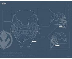 Komar Wandbild Von Star Wars EP9 Blueprint Kylo Helmet | Kinderzimmer, Jugendzimmer, Dekoration, Kunstdruck | ohne Rahmen | WB177-50x40 fotomural, carbÃ³n