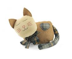 Galileo Casa Tope Puerta Gato con corazón Tartan 1 kg, poliéster, Beige, único