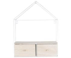 pt, PT2853WH - EstanterÃ­a de pared con 2 cajones de madera color beige 43 x 11,5 x 34 cm, color blanco