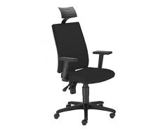 Piqueras Y Crespo (PIQU7) Silla Lezuza arán Negro con Brazos Regulables con cabecero Oficina, Talla Unica