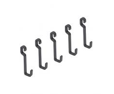 Emuca - Lote de 5 ganchos para colgar de cocina, colgadores para utensilios de cocina, acero, gris antracita.
