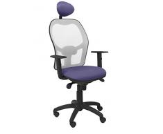 Piqueras Y Crespo (PIQU7) Silla Jorquera Malla Gris Asiento Bali Azul Claro con cabecero Fijo Oficina, Talla Unica