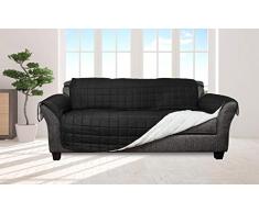 Quick Fit Joseph-Funda de sofá Reversible de Microfibra Impermeable en Color Negro y Gris, Sofa Cover
