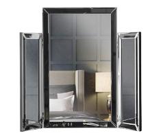 CARME Paloma Lujo Tri-Fold Tabletop Espejo Plegable Marco de inglete de Vidrio Biselado Vestidor Moderno Dormitorio Cabello Cosmético Maquillaje Muebles (Gris)