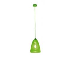 Sulion Glassy Lámpara de Techo Colgante E27, 60 W, Cristal verde, 21.5 x 21.5 x 160 cm