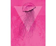 Komar Wandbild Von Jellyfish Pink | Poster, Bild, Wohnzimmer, Schlafzimmer, Dekoration, Kunstdruck | ohne Rahmen | P078C-30x40 fotomural, Negro, Fucsia