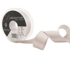 Cinta de satén a doble cara Berisfords 3501 de 20 m x 25 mm, color gris plateado