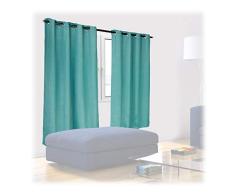 Relaxdays Cortinas, Set 2, 175x135 cm, Opacas, Oscuras, Ojales, Sobrecortinas Control de Luz Estampadas, Turquesa