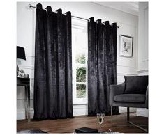 GC GAVENO CAVAILIA Cortinas de Terciopelo aplastado para Dormitorio, Cortinas de Puerta con Aislamiento térmico, Paneles de Ojales, Color Negro, 90 x 90 Pulgadas