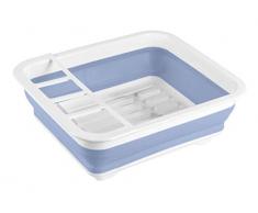 Wenko Escurridor de Platos Plegable para vajilla y Cubiertos, Polipropileno, Azul/Blanco, 36.5 x 13 x 31 cm