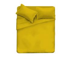 Max Color CLMXSENAPE2P Juego Ropa de Cama Plana 250x300, Plancha instalada 170x200cm+2 Fundas 52x82cm, Mustard, 100 % Algodón, Mostaza, Doble