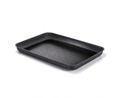 Moneta Etnea - Fuente baja de aluminio antiadherente efecto piedra, color negro, 40 x 28 cm