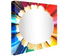Ccretroiluminados Lapices de Colores Espejo Retro Iluminado Dormitorio Infantil, AcrÃ­lico, Multicolor, 80x80x5,3 cm
