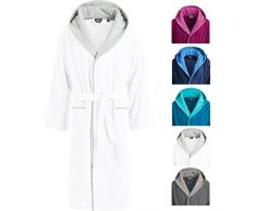 Egeria Cairo - Albornoz unisex con capucha 001/020 blanco/gris. XL