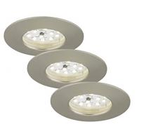 Briloner Leuchten – Lámpara LED empotrable, Foco, intensidad regulable, profundidad de 3 cm, conexión directa 230 V, IP44, níquel mate, Set de 3 5.5 watts