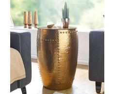 Wohnling â Mesa auxiliar, Pedro 41,5 x 62 x 41,5 cm aluminio oro mesa decorativa CojÃn redondo, mesa martillado Almacén pequeña, Diseñador estante mesa metal Modern, anstell mesa estrecho, 48 x 48 x 69 cm