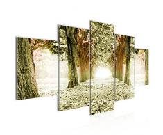 Cuadro Paisaje forestal Decoración de Pared 200 x 100 cm Forro polar - decoración de Pared tamaño XXL Salón Apartamento impresiones ArtÃsticas Verde 5 Partes - 100% MADE IN GERMANY - listo para colgar 605651c