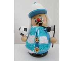 SIGRO GroÃhendel esfÃ©rica fÃºtbol Fumadores Figura Quemador de Incienso con Bufanda de Punto y Bandera, 12Â x 6Â x 7Â cm, Color Negro/Amarillo, Madera, Azul Claro/Blanco, 12 x 6 x 7 cm