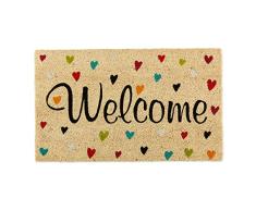 DII Tapete de Bienvenida para Exteriores, cloruro de polivinilo de Fibra de Coco, Corazones, 17 x 29 Pulgadas