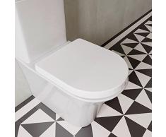 Croydex Asiento para inodoro WL601522H Flexi-Fix Eyre en forma de D, siempre se adapta, nunca se desliza y cierra lentamente, antibacteriano, blanco, 43 x 36,5 x 5,2 cm