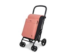 Carlett - Carro de la Compra, Carrito Plegable para Supermercado, con 4 Ruedas Resistentes a la Lluvia y una Gran Capacidad 32kg, Bolsa Principal 64L, Térmica 12L â Modelo Urban Family, Color Salmón