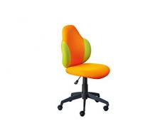 Inter Link Silla de Escritorio para niños, Silla de Oficina giratoria, Funda de Malla en combinación de Colores, ergonómica, Naranja y Verde, 52 x 56 x 94-104 cm