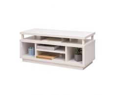 Iris Ohyama, Mueble de TV /TV mueble/ Mueble de TV con 5 estantes abiertos / TV hasta 43, Madera maciza, orificios para cables, Oficina, Sala - TV Cabinet Middle - OTS-100M - Roble Blanco