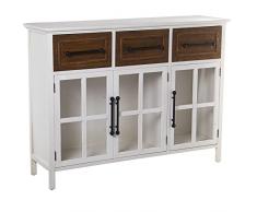 DRW Aparador con 3 Puertas y 3 cajones de Madera DM en Blanco y Natural 120x34x90cm