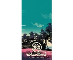 Playa Urbana Isla Tropical Toalla de Playa, Color Azul