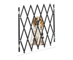 Relaxdays Barrera Seguridad Perros y Niños Bambú L, Valla Escaleras Plegable, hasta 118,5cm, Puerta Mascotas, Negro