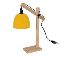 Tosel 90315 lámpara escritorio 1 luz, madera, E14, 40 W, amarillo, 27 x 50 cm
