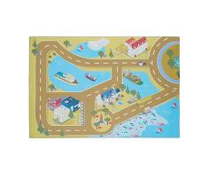 Relaxdays Alfombra de Juegos (PVC, 0,5 x 120 x 80 cm), diseÃ±o de Calle, Color Amarillo, 1 Unidad