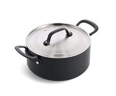 GreenPan Craft Sartén de cerámica antiadherente con tapa, 24 cm/4,9 litros, sin PFAS, apta para inducción, apta para lavavajillas, apta para horno, negra